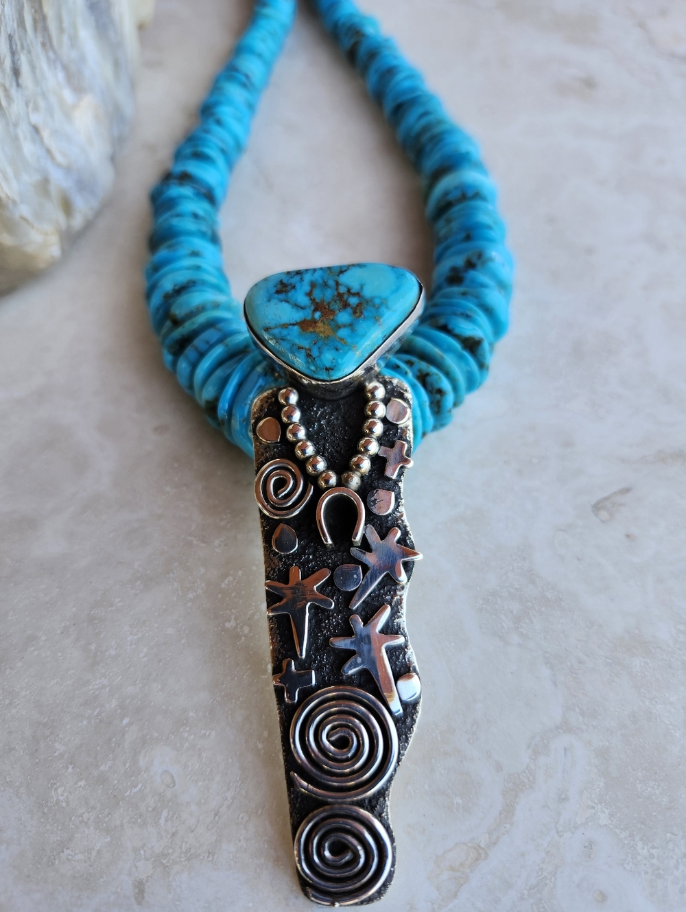 Sterling Silver Navajo Alex Sanchez Statement Necklace - Picture 6 of 17